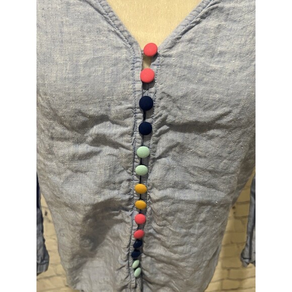 Boden Chambray Cecilia 100% Linen Multi Color Button Blouse size 8 - Picture 2 of 8